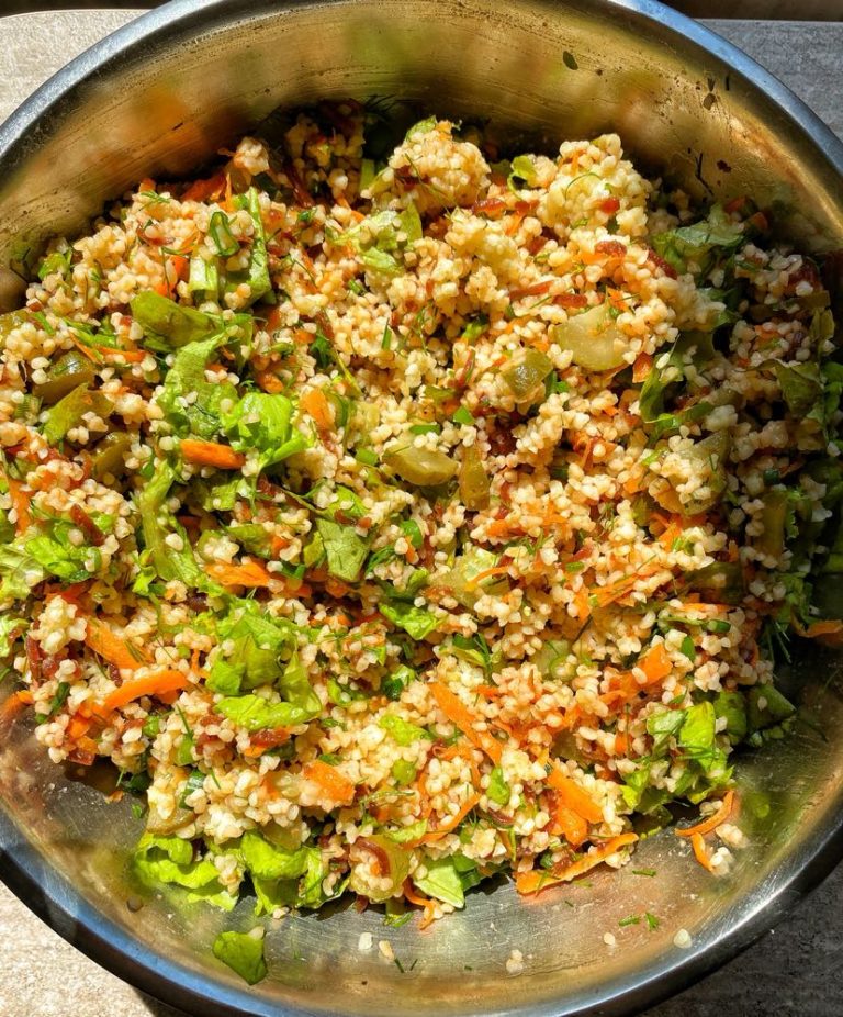 Salat iz bulgura s pshenichnoy mukoy vkusno prosto veganskiy